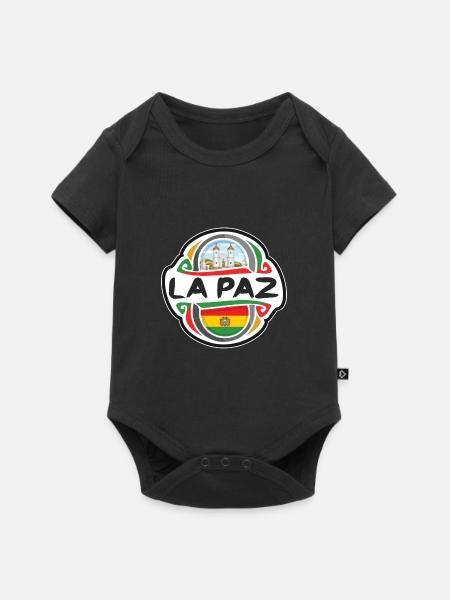 La Paz Bolivie Drapeau Badge Voyage Souvenir Timbre - Body à manches courtes Premium Bébé - noir