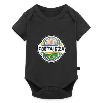 Fortaleza Brésil Drapeau Badge Souvenir de Voyage Timbre - Body à manches courtes Premium Bébé - noir - Devant