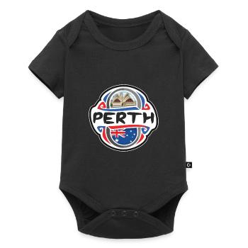Perth Australien Flagge Abzeichen Reise Souvenir Stempel - Baby Premium Kurzarmbody - Schwarz - Vorne