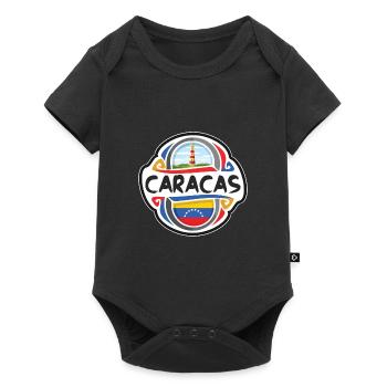 Caracas Venezuela Flag Badge Travel Souvenir Stamp - Baby Premium short-sleeve bodysuit - black - Front