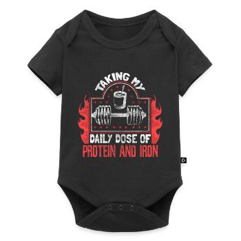 Krafttraining Pumpen Hanteln - Baby Premium Kurzarmbody - Schwarz - Vorne