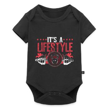 Krafttraining Fitness Trainer Geschenkidee - Baby Premium Kurzarmbody - Schwarz - Vorne