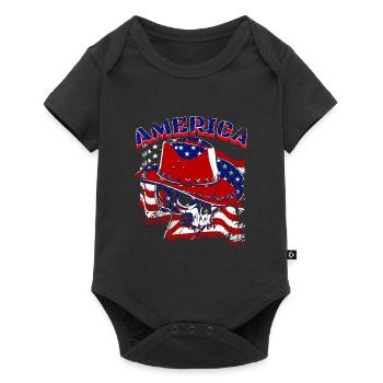 Un beau crâne de cow-boy avec un design de drapeau américain - Body à manches courtes Premium Bébé - noir - Devant