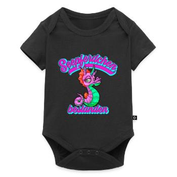 Seepferdchen Bestanden Frühschwimmer - Baby Premium Kurzarmbody - Schwarz - Vorne