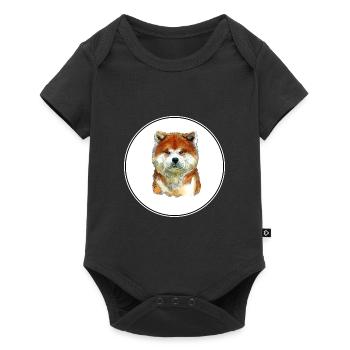 Akita Dog Watercolor Paint Illustration - Baby Premium short-sleeve bodysuit - black - Front