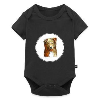 Illustration de l’aquarelle de chien de berger basque - Body à manches courtes Premium Bébé - noir - Devant
