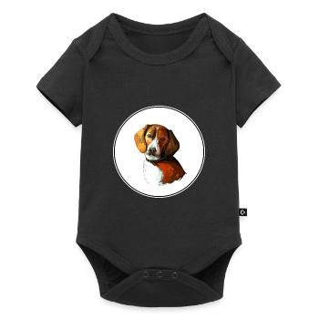 Illustration de l’aquarelle du chien Foxhound américain - Body à manches courtes Premium Bébé - noir - Devant