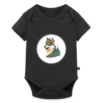 Alaskan Klee Kai Dog Aquarelle Illustration - Body à manches courtes Premium Bébé - noir - Devant
