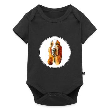 Basset Hound Dog Aquarelle Illustration - Body à manches courtes Premium Bébé - noir - Devant
