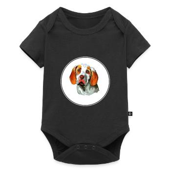 Ariege Pointer Hund Aquarell Kunst Illustration - Baby Premium Kurzarmbody - Schwarz - Vorne
