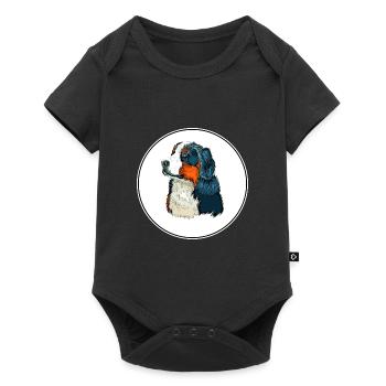 Bernese Mountain Dog Watercolor Illustration - Baby Premium short-sleeve bodysuit - black - Front