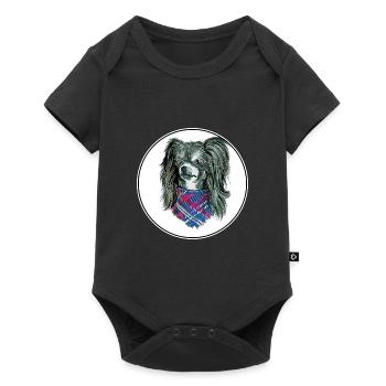 Illustration de l’aquarelle de chien à crête chinoise - Body à manches courtes Premium Bébé - noir - Devant