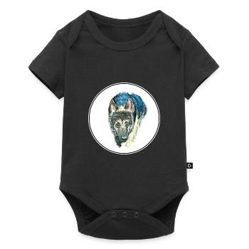 Osteuropäischer Schäferhund Aquarell Illustration - Baby Premium Kurzarmbody - Schwarz - Vorne