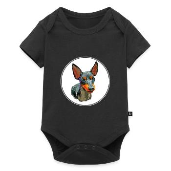 Illustration d’aquarelle de chien Toy Terrier anglais - Body à manches courtes Premium Bébé - noir - Devant