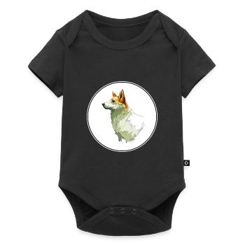 Norrbottenspets Dog Watercolor Sketch Illustration - Baby Premium short-sleeve bodysuit - black - Front