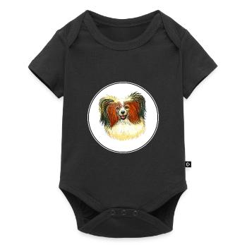 Phalene Dog Watercolor Sketch Illustration - Baby Premium short-sleeve bodysuit - black - Front