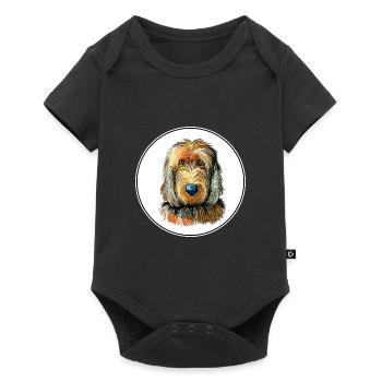 Illustration de l’aquarelle du chien Otterhound - Body à manches courtes Premium Bébé - noir - Devant