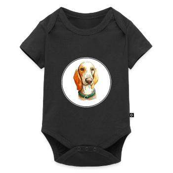 Porcelaine Dog Watercolor Illustration - Baby Premium short-sleeve bodysuit - black - Front