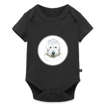 Illustration de l’aquarelle du chien de berger anglais - Body à manches courtes Premium Bébé - noir - Devant