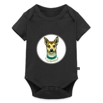 Illustration de l’aquarelle norvégienne Lundehund Dog - Body à manches courtes Premium Bébé - noir - Devant