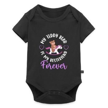 Teddy Child Sweet Stuffed Animal - Baby Premium short-sleeve bodysuit - black - Front