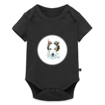 Seppala Chien de traîneau sibérien Aquarelle Illustrati Illustrati - Body à manches courtes Premium Bébé - noir - Devant