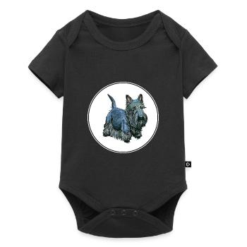 Scottish Terrier Dog Watercolor Illustration - Baby Premium short-sleeve bodysuit - black - Front