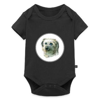 Illustration aquarelle de chien de berger pyrénéen - Body à manches courtes Premium Bébé - noir - Devant