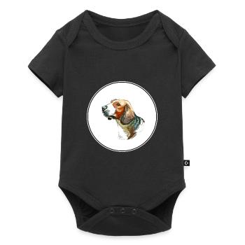 Siberian Tricolor Hound Dog Watercolor Illustratio - Baby Premium short-sleeve bodysuit - black - Front
