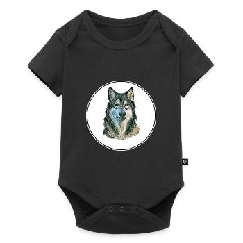 Tamaskan Dog Watercolor Art Illustration - Baby Premium short-sleeve bodysuit - black - Front