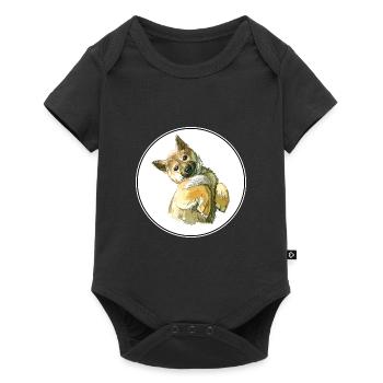 Shiba Inu Japanese Dog Watercolor Illustration - Baby Premium short-sleeve bodysuit - black - Front
