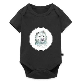 Xiasi Hund Aquarell Farbe Illustration - Baby Premium Kurzarmbody - Schwarz - Vorne