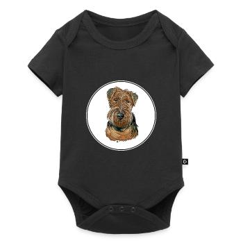 Welsh Terrier Dog Watercolor Sketch Illustration - Baby Premium short-sleeve bodysuit - black - Front