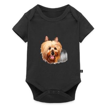 Australian Silky Terrier Dog Watercolor Illustrati - Baby Premium short-sleeve bodysuit - black - Front