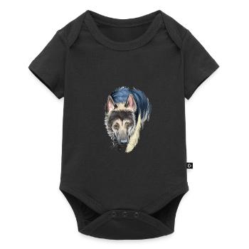 Osteuropäischer Schäferhund Aquarell Illustration - Baby Premium Kurzarmbody - Schwarz - Vorne