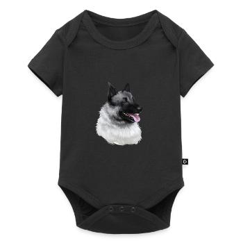 Norwegian Elkhound Dog Watercolor Illustration - Baby Premium short-sleeve bodysuit - black - Front