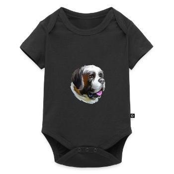 St Bernard Dog Watercolor Illustration - Baby Premium short-sleeve bodysuit - black - Front