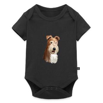 Wire Fox Terrier Hund Aquarell Illustration - Baby Premium Kurzarmbody - Schwarz - Vorne