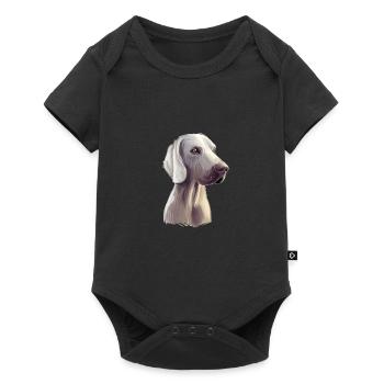 Illustration de l’aquarelle du chien Weimaraner - Body à manches courtes Premium Bébé - noir - Devant