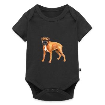 Illustration de l’aquarelle du chien boxer allemand - Body à manches courtes Premium Bébé - noir - Devant