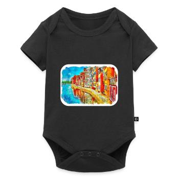 Florence Italie Aquarelle Esquisse Peinture Dessinée - Body à manches courtes Premium Bébé - noir - Devant