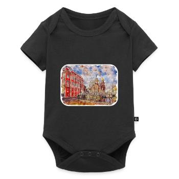 St Petersburg Russia Watercolor Sketch Painting - Baby Premium short-sleeve bodysuit - black - Front