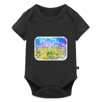 Indonésie Aquarelle Esquisse Dessinée à la Main Peinture - Body à manches courtes Premium Bébé - noir - Devant