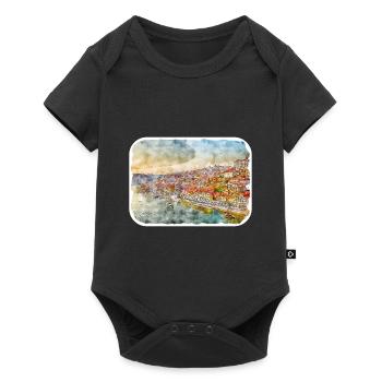 Lisbon Portugal Watercolor Sketch Drawn Illustrati - Baby Premium short-sleeve bodysuit - black - Front