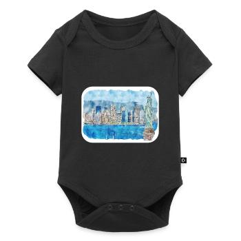 New York Usa Watercolor Sketch Drawing - Baby Premium short-sleeve bodysuit - black - Front