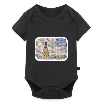 Budapest Hongrie Aquarelle Sketch Illustration - Body à manches courtes Premium Bébé - noir - Devant