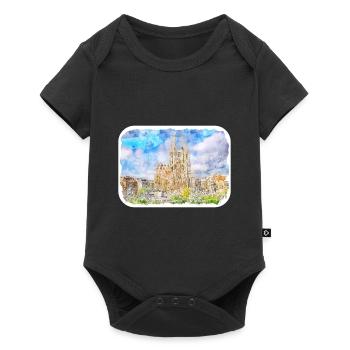 Barcelone Espagne Aquarelle Esquisse Dessinée Peinture - Body à manches courtes Premium Bébé - noir - Devant
