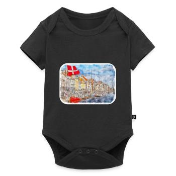 Copenhagen Denmark Watercolor Sketch Illustration - Baby Premium short-sleeve bodysuit - black - Front