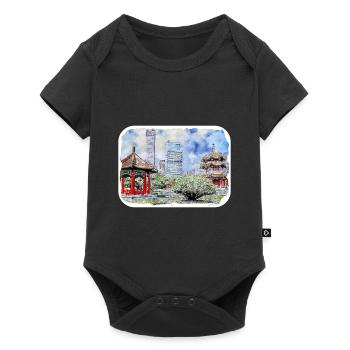 China Watercolor Sketch Hand Drawn Illustration - Baby Premium short-sleeve bodysuit - black - Front