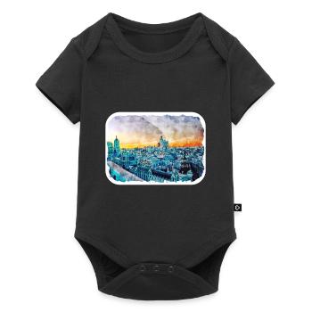 Madrid Spain Watercolor Sketch Drawn Painting - Baby Premium short-sleeve bodysuit - black - Front